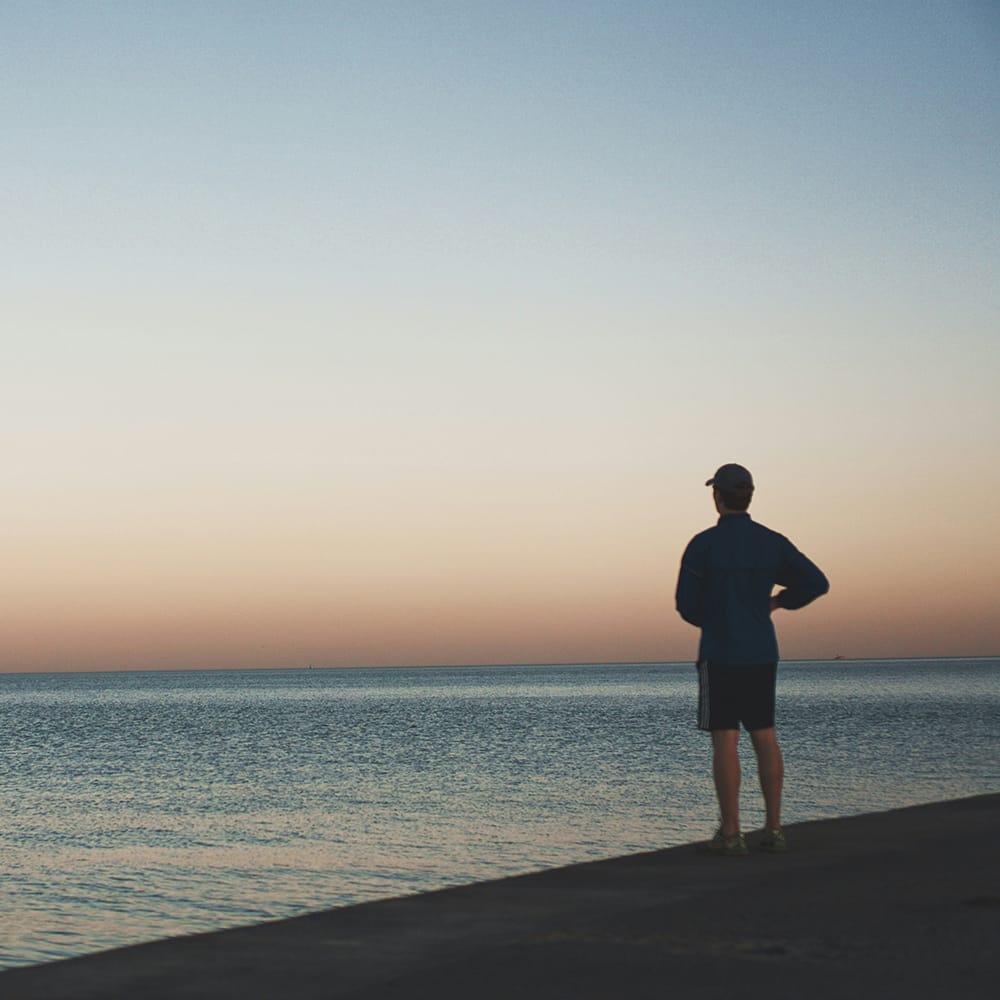 Man watching the sunset