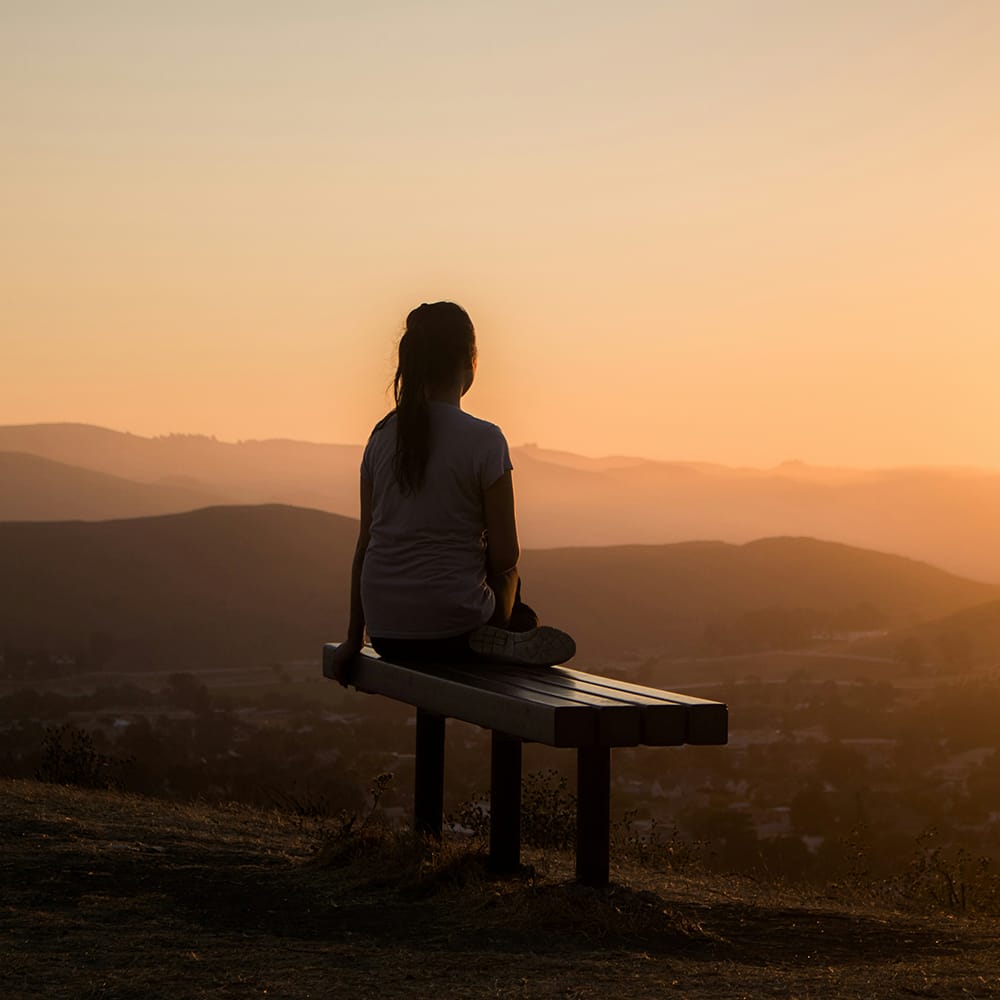 Woman sitting in silence